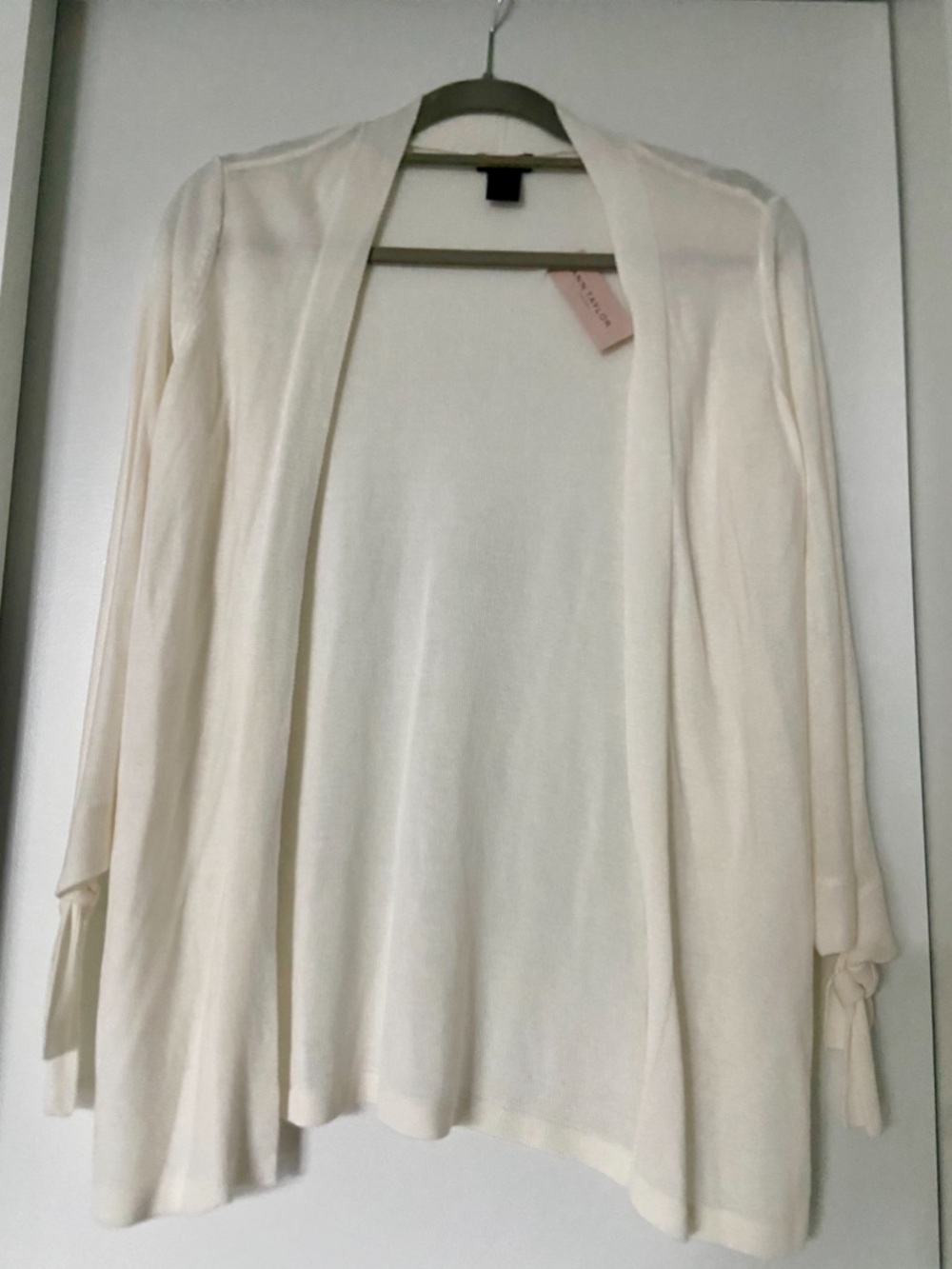 NWT - Ann Taylor Petite Open-Front light fine knit Cream Cardigan Sweater